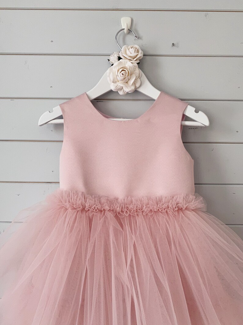 Flower girl dress Dusty rose child dress White flower girl Etsy