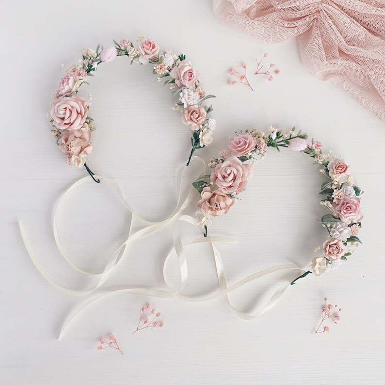 Flower Girl Crown Flower Girl Crown Blush Wedding Flower Etsy