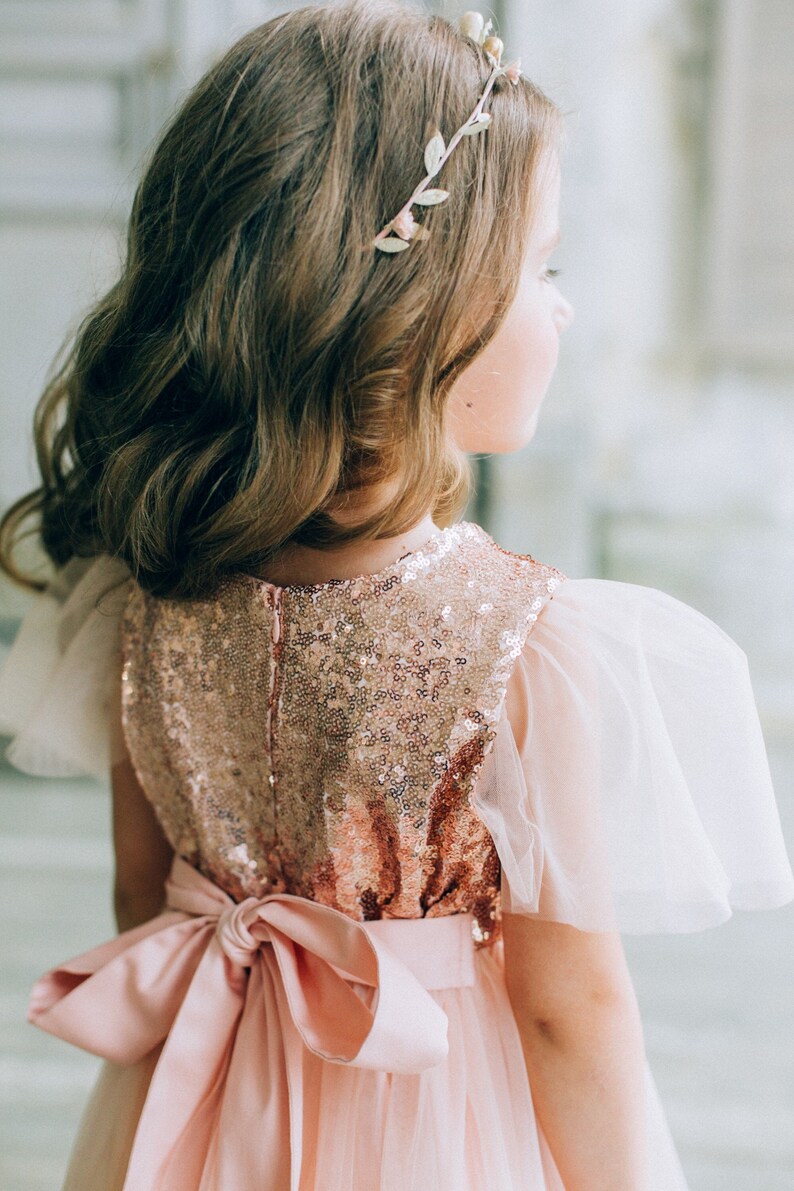Flower girl dress Sequin flower girl dress Rose Gold Sequin Etsy