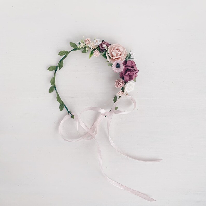 Flower Girl Crown Dusty Rose Flower Girl Crown Pink Flower Etsy