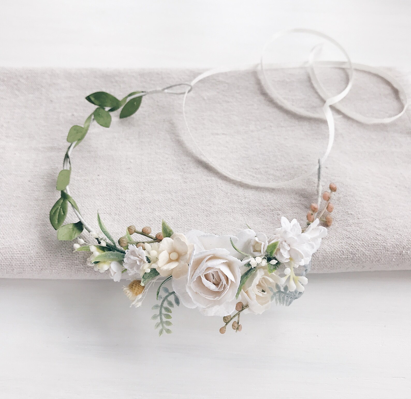 Flower Girl Crown Wedding Flower Crown White Flower Girl Etsy