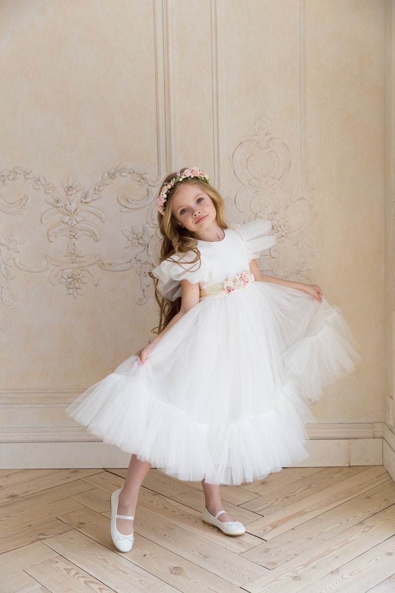 simple white flower girl dresses