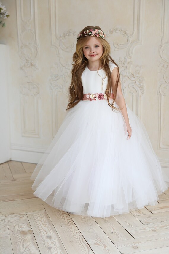 simple white flower girl dress