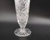 Sale 15 -20 Off Entire Order LARGE 10 quot Vintage Mid Century Modern Hofbauer Byrdes (Birds) Leaded Crystal Clear Glass Vase Sawtooth Edge