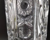 Sale 15 -20 Off Entire Order Vintage Mid Century Modern Over One Foot Tall Cut Leaded Crystal Vase Starburst, Fan, Octagon Base