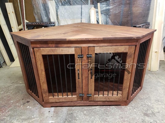 corner dog crate furniture