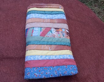 LADDER QUILTED as you go DOUBLE Sided Strip pieced patchwork cover
