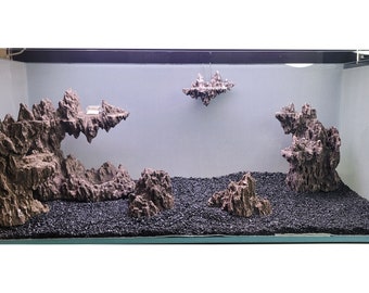 50 Gallon+ Aquascape decor SAND WATERFALL with Mountain and Floating Castle  aquarium  decor for planted tank
