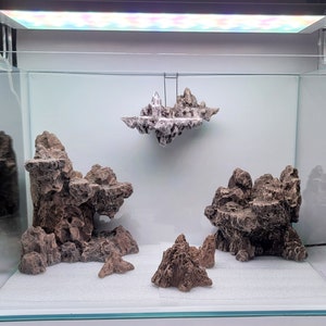 Aquascape decor Mountain with Floating Castle  aquarium  nature for moss plants