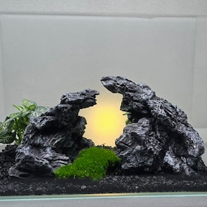 Nano tank Aquascape Rocky mountain aquarium decor handmade for aquatic live plants Planted Fish Tank Ornament for 4 Gallons or larger