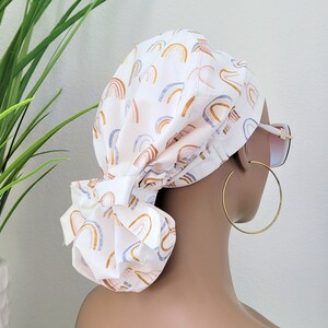 Small,Satin Lined Ponytail Scrub Cap: Hair Protection, Nurse Doctor Surgical Cap