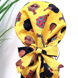 Protect Hair w/Satin Lined Scrub Cap. Buttons/Size Options, Nurse/Surgical/Doctor Cap, Satin Lined Ponytail Scrub Cap, Full Satin Lining