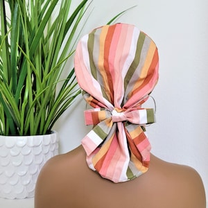 Satin Lined Ponytail Scrub Cap: Cotton Nurse/Doctor Hat