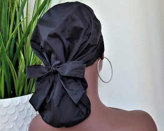 2X-Large, Protect Hair w/Satin, Adjustable Tie-Back Ponytail Scrub Cap, Satin-Lined Nurse/Doctor/Surgical Cap, Anti-Frizz, Women Scrub Hat