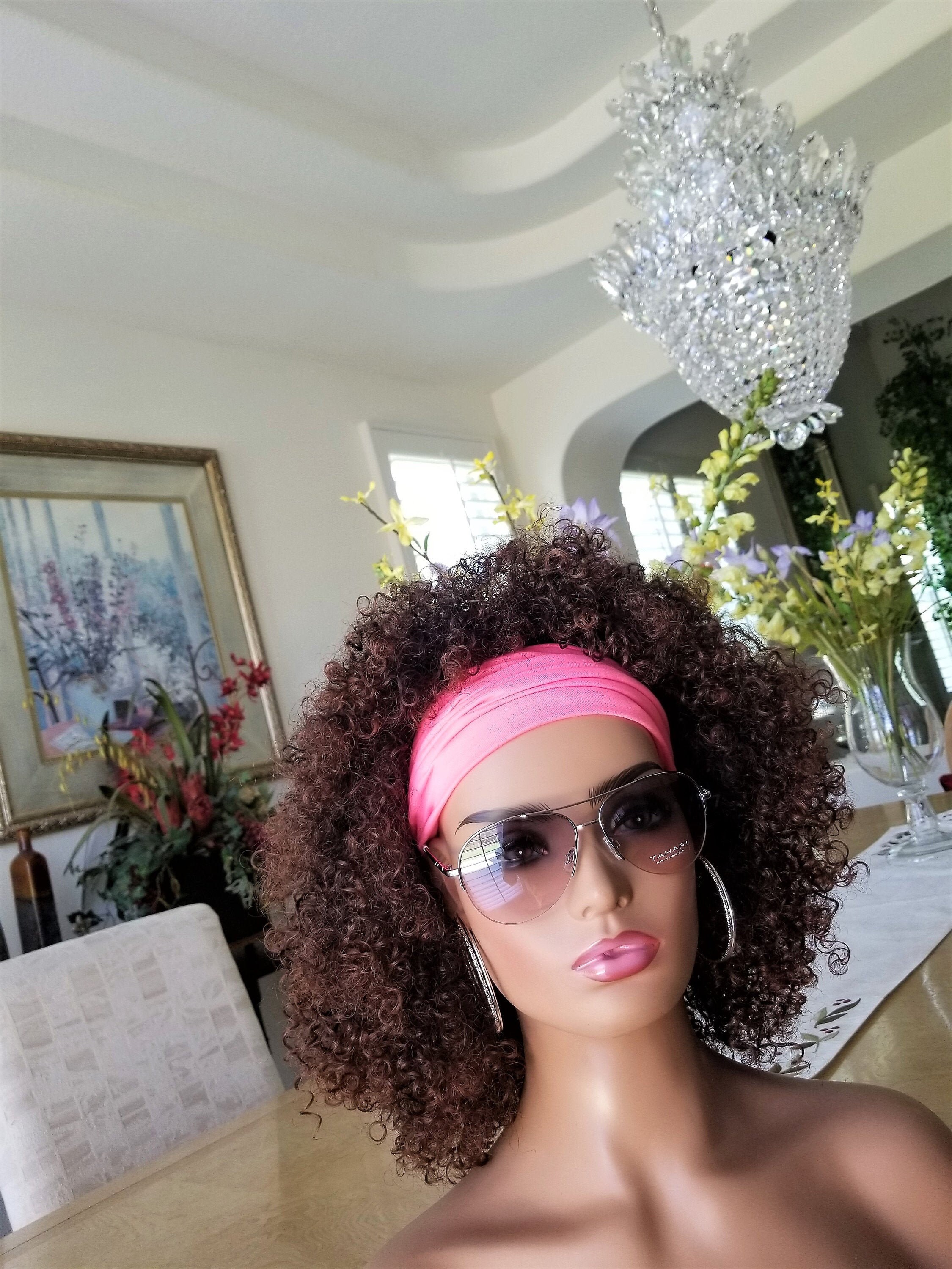 Bright Pink Wide Tube Stretch Headband & BlackWhite Stripe Rectangular Stretch Headband 2 Wide Stretch Headbands Locs Boho WomenTeen