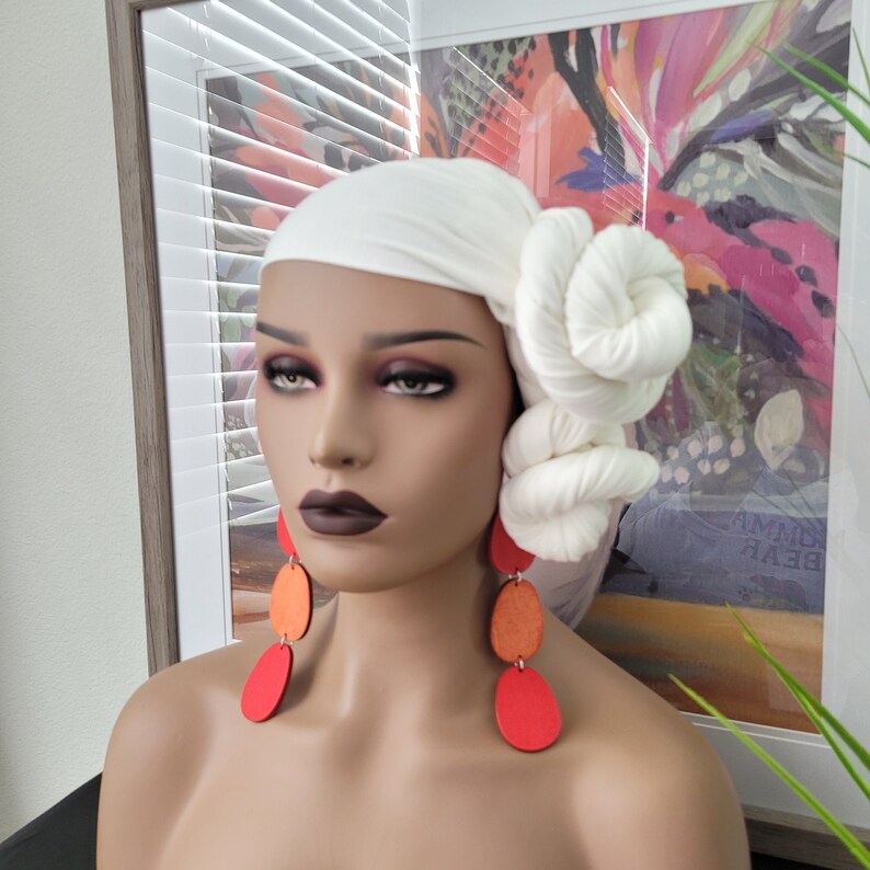 Jersey Knit Cream Head Wrap Stretchy Scarf Turban African Etsy