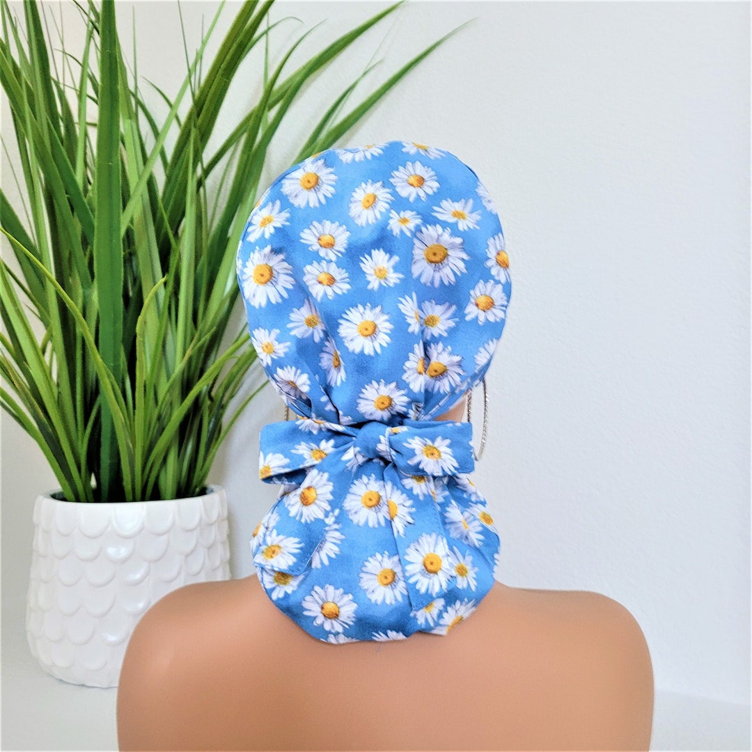 Protect Hair W/satin Lined Scrub Cap. Buttons Option, Size Option See