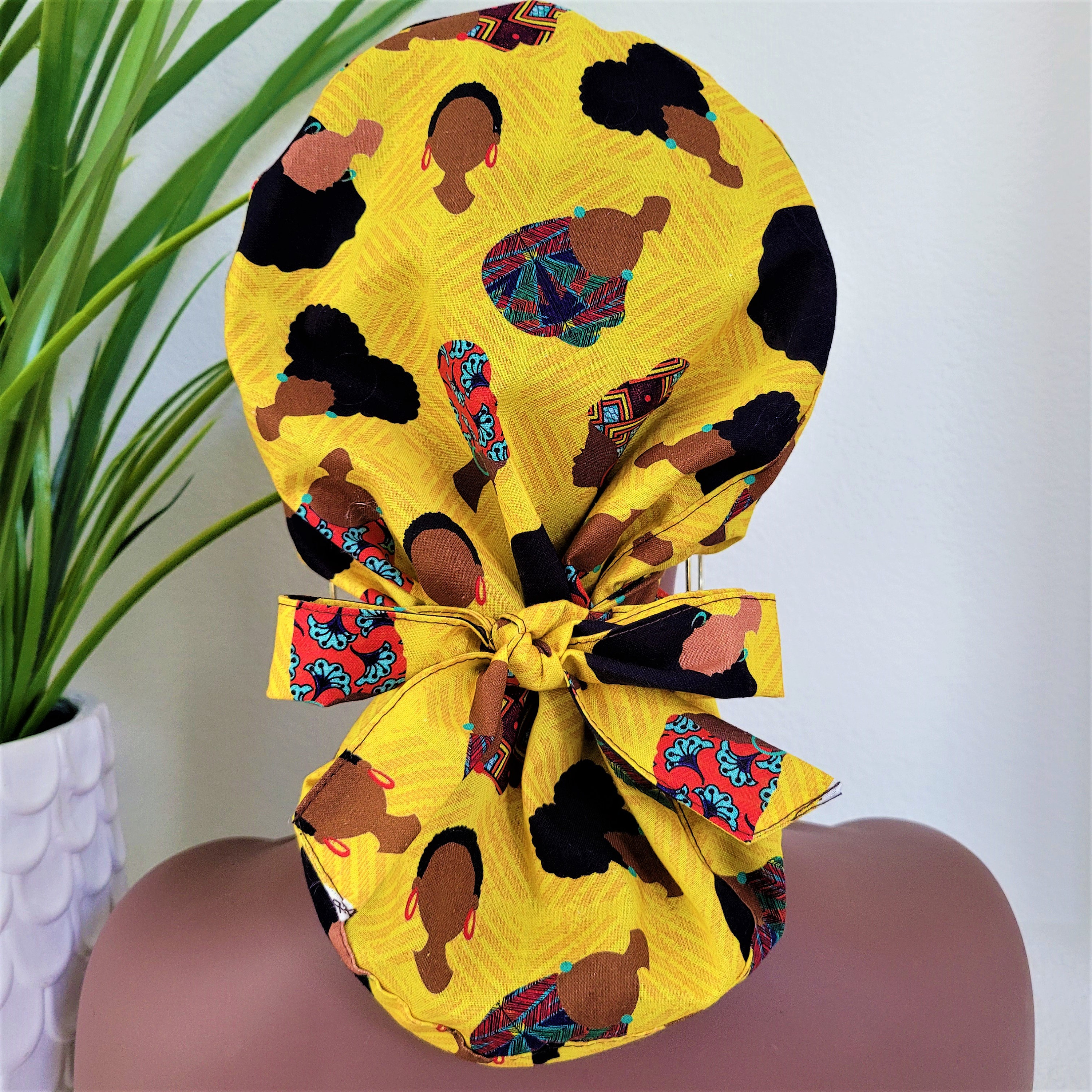 Satin Lined Scrub Cap: Cotton Medical Ponytail Hat