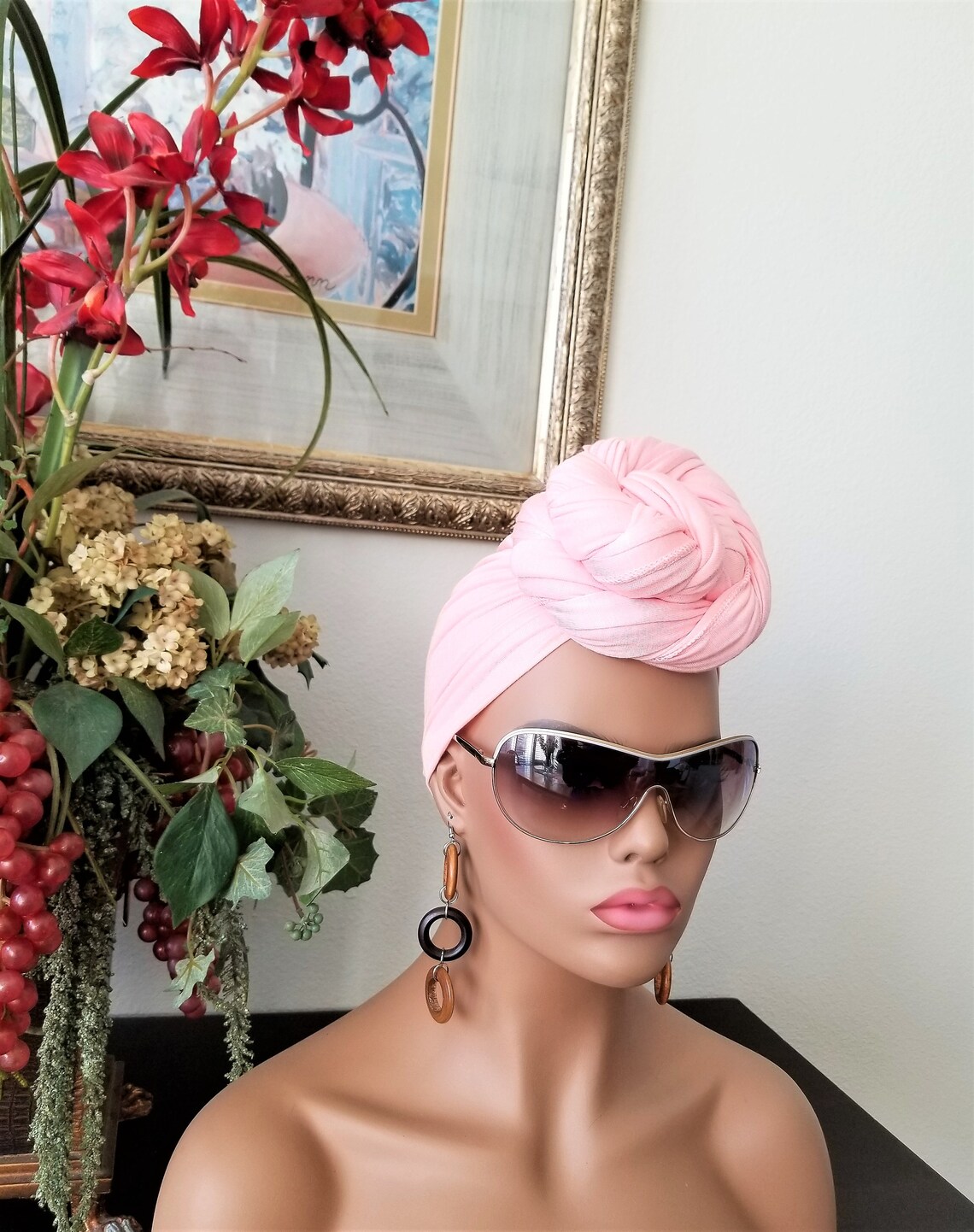 Pastel Pink Jersey Stretch Headwraps Peach Color Turban | Etsy