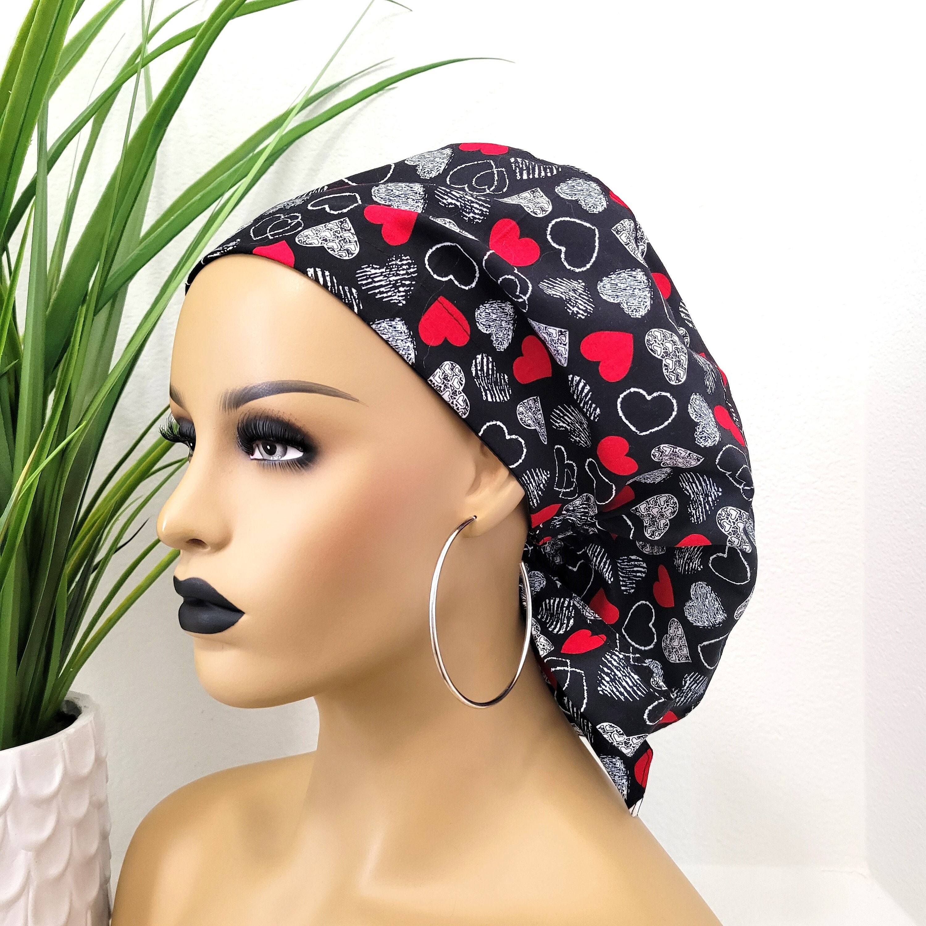 Surgical Cap with Buttons & Bow Hair Scrunchy for Long Hair - Polyester Working Caps Bouffant Surgical Cap with Bow Jamaica | Ubuy main image 4