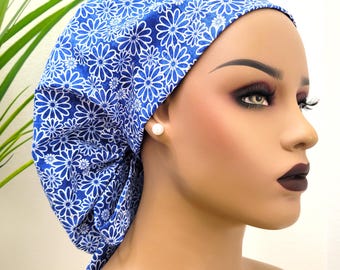 Protege tu cabello con gorro quirúrgico forrado de satén, gorro quirúrgico floral forrado de satén: estilo coleta, gorro quirúrgico para enfermeras y médicos