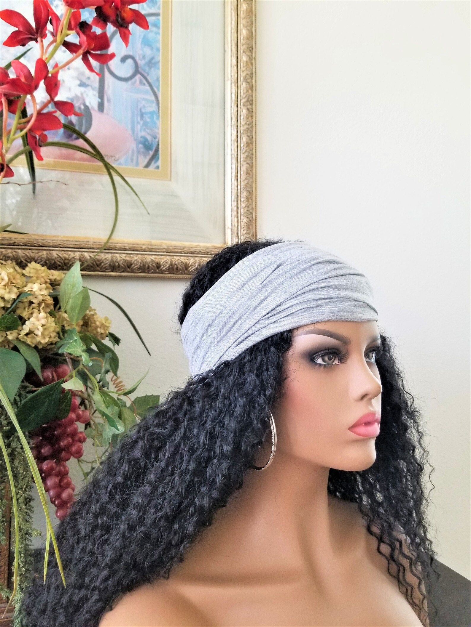 Light Gray Wide Stretch Tube Headband Tube Headband Wide Etsy