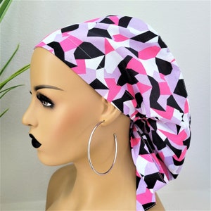 Small Ponytail Scrub Cap, Protect Hair w/Satin Lined Scrub Cap. Buttons Option, Size Option See Description, Women Surgical Scrub Hat