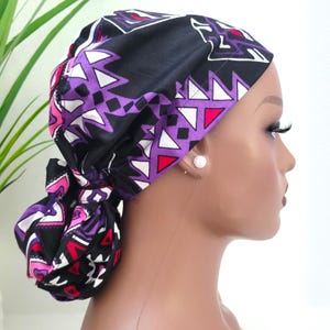 Small,Ankara Fabric Satin-Lined Ponytail Scrub Cap: Limited Edition Nurse Hat Protect Hair with Satin Lined Scrub Cap