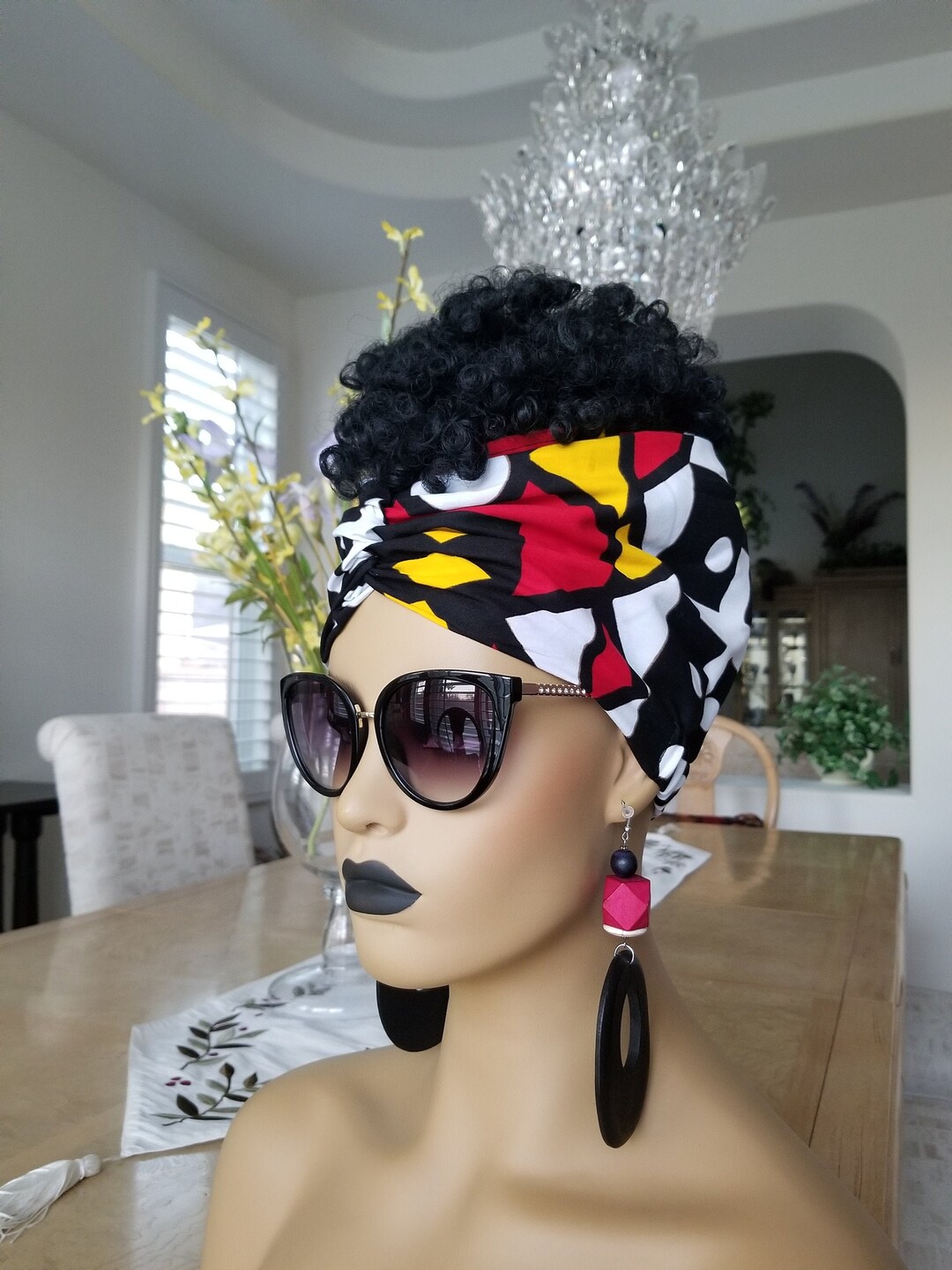 Pretied, Headwrap Satin Lined, Select Small or Medium Head Size