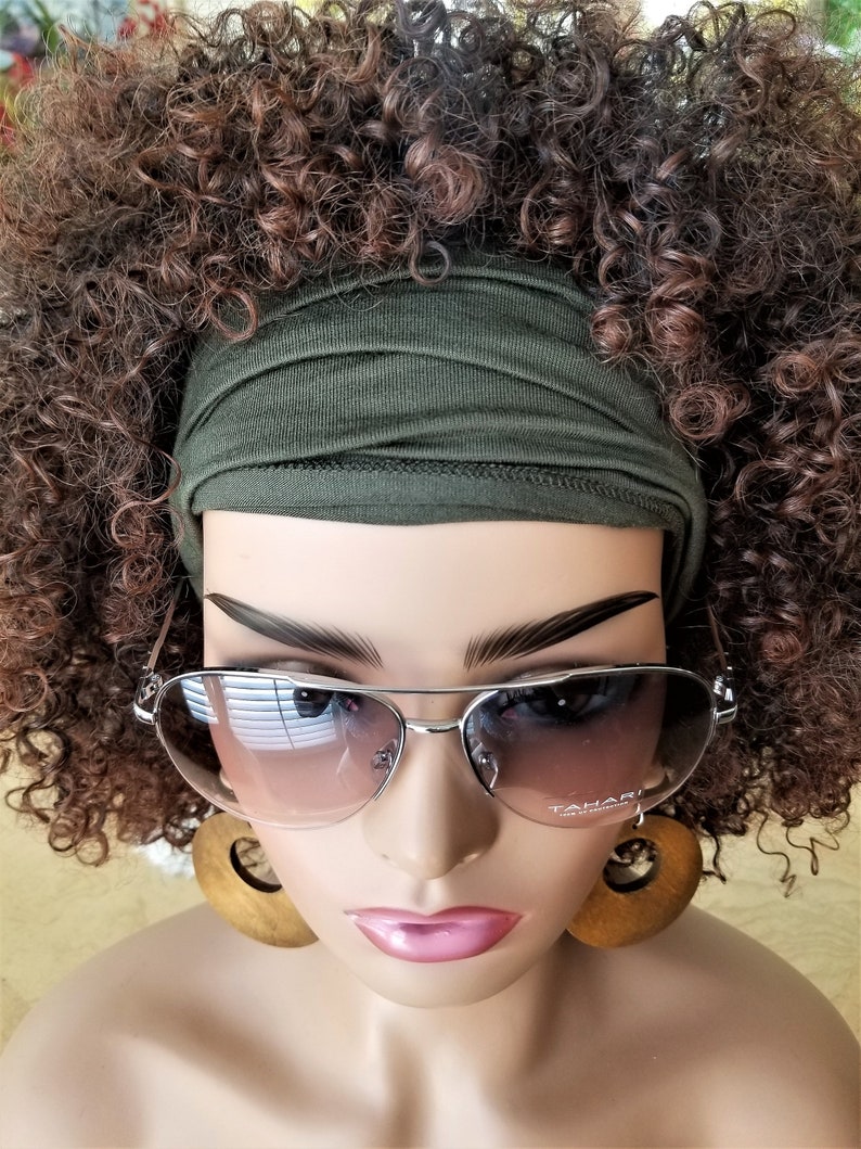 Wide Army Green Stretch Tube Headband Tube Headband Wide Etsy