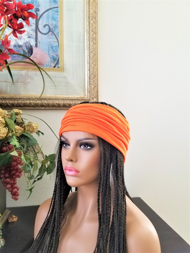Wide Stretch Headband Orange Headband Wide Tube Stretch Etsy