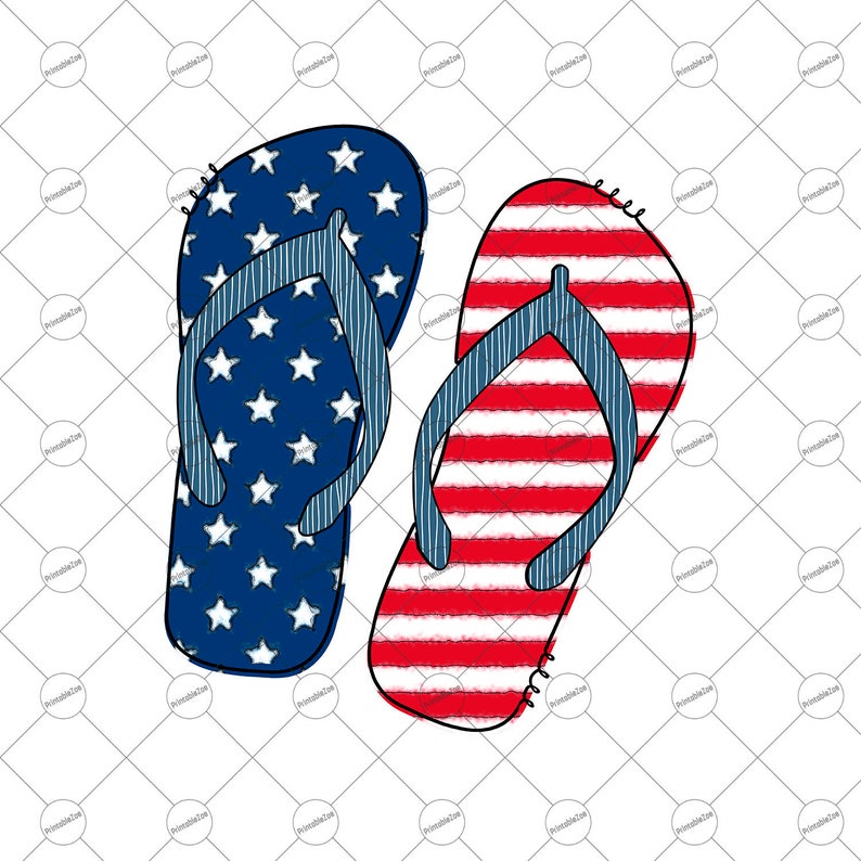 4th of July Flip Flops Sublimation Designs Download Clipart - Etsy