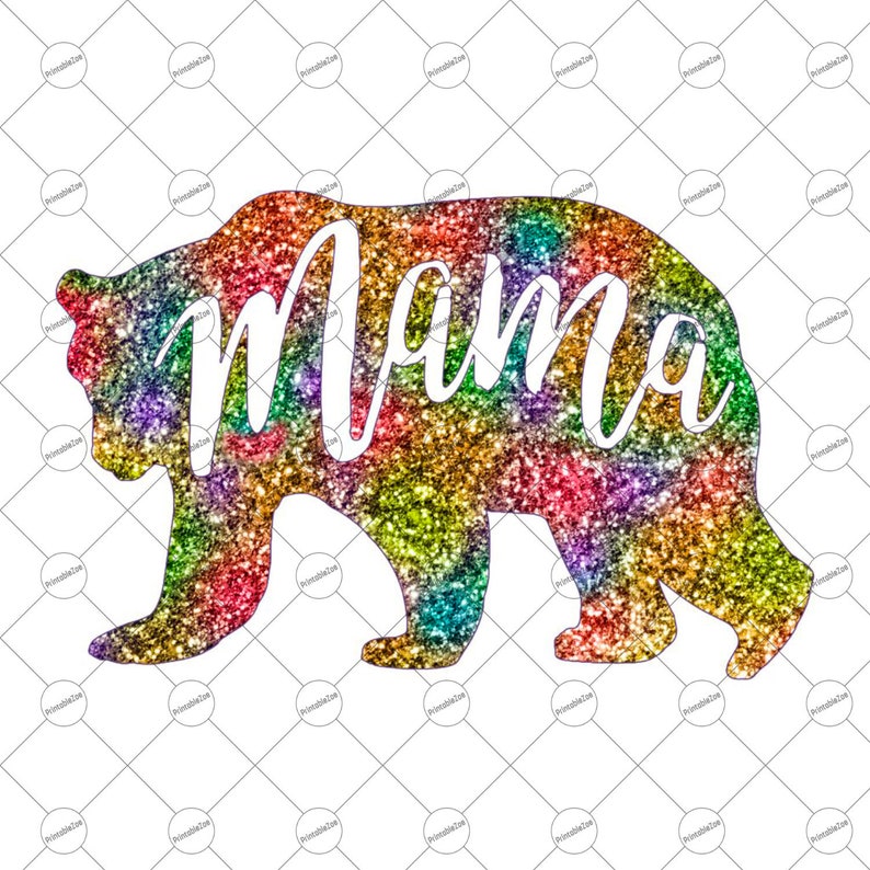 Download Mama Bear Png in Rainbow Glitter Clipart Sublimation ...