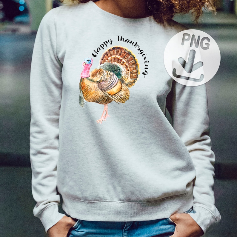 Fall Iron On Shirt Thanksgiving Sublimation Designs Download Autumn Clipart Pillow Printable File Happy Thanksgiving Turkey PNG