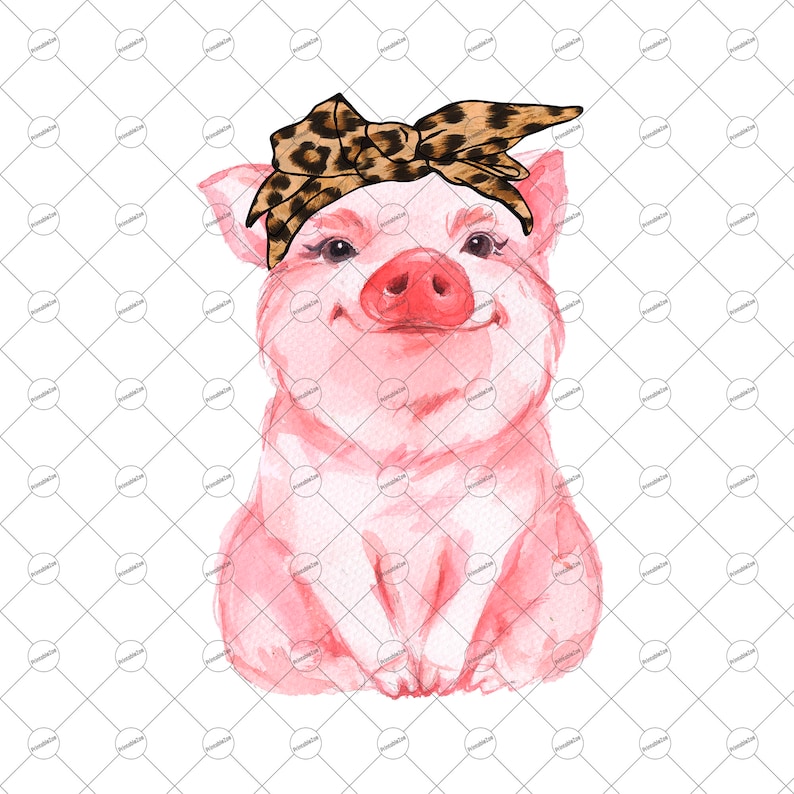 Cheetah Bandana Pig PNG, Sublimation Designs Download, Clipart, Printable File, Digital Download, Iron On Shirt Designs 