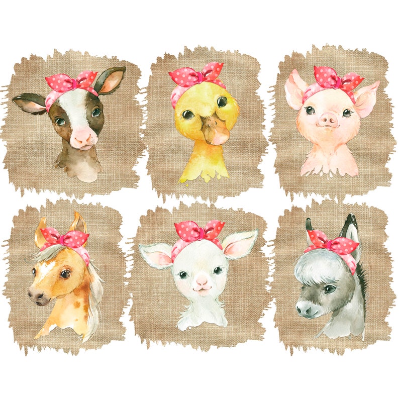 Download Farm Animals Clipart PNG Baby Shower Watercolor Baby Cow ...
