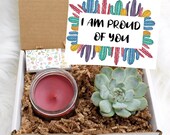 Custom Succulent Gift Box - I 39 m proud of you - Live Succulent Gift - Encouragement gift basket - Encouragement gift box - Succulent gift set