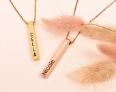 Personalized Vertical Bar Necklace, Custom Bridesmaid Gift, Engraved Jewelry Gift For Her, Bridesmaid Gift, Maid Of Honor, Gift For Friend