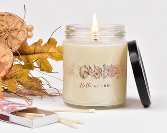 Hello Fall Fall Scented Candle Pumpkin Spice Scented Candle Pumpkin Candle Fall Decor Autumn Decor Fall Candle Gift for Her
