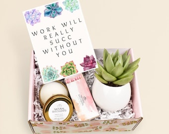 Coworker Gift Box, Work Will Really Succ Without You, Coworker Leaving Gift, Going Away Present, Candle Box,  Corporate gifts (XFN1)