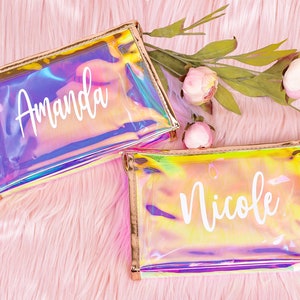 Bolsas de maquillaje personalizadas para damas de honor - Regalo personalizado para damas de honor - Ideas de regalos para damas de honor - Bolsas para cosméticos - Bolsa de cosméticos personalizada