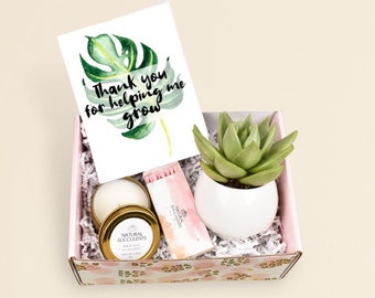 Thank you for helping me grow - Corporate Gifts - Coworker Gift - Thank You Gift Ideas - Live Succulent Gift Box - Gift Co-Workers (XBC7)