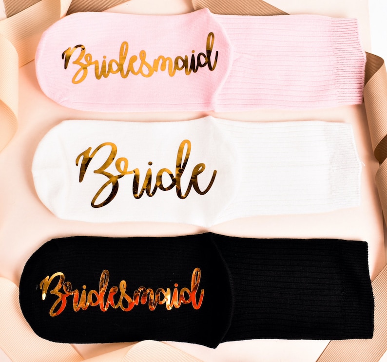 Bridesmaid Socks, Proposal Socks, Custom Socks, Bridesmaid Proposal Gift, Grip Socks, Wedding Party Socks, Bridal Party Socks, Wedding Socks image 4