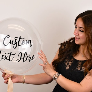 Custom Balloons Weddings & Showers Custom Balloon Decal Personalized Balloons Clear Round Balloon with Custom Text Bridesmaid Bride Birthday