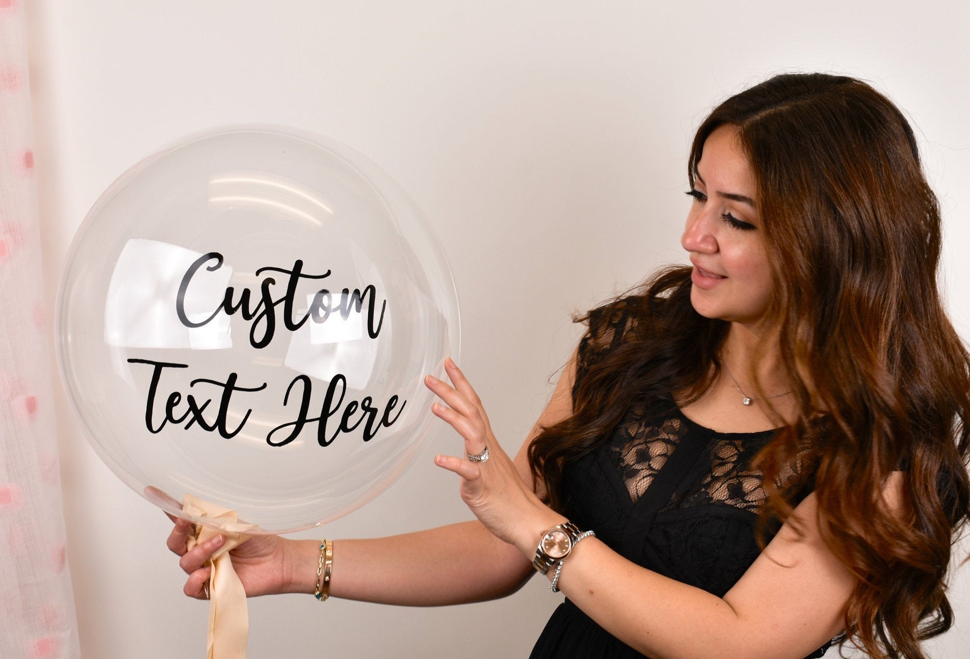 Custom Balloons Weddings & Showers Custom Balloon Decal Personalized Balloons Clear Round Balloon with Custom Text Bridesmaid Bride Birthday