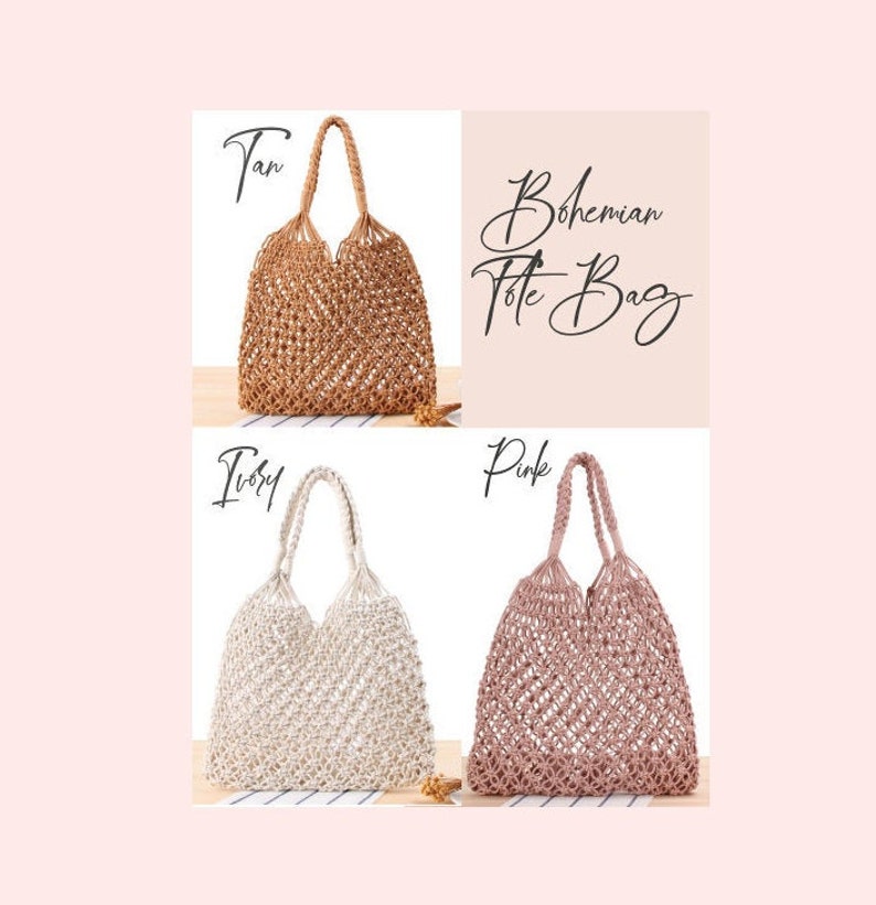 Bridesmaid Tote Bag - Bride Beach Bag - Boho Bride Gift Macrame Bag Crochet Bag Bachelorette Party Gift Bags - Maid Of Honor Matron Of Honor 