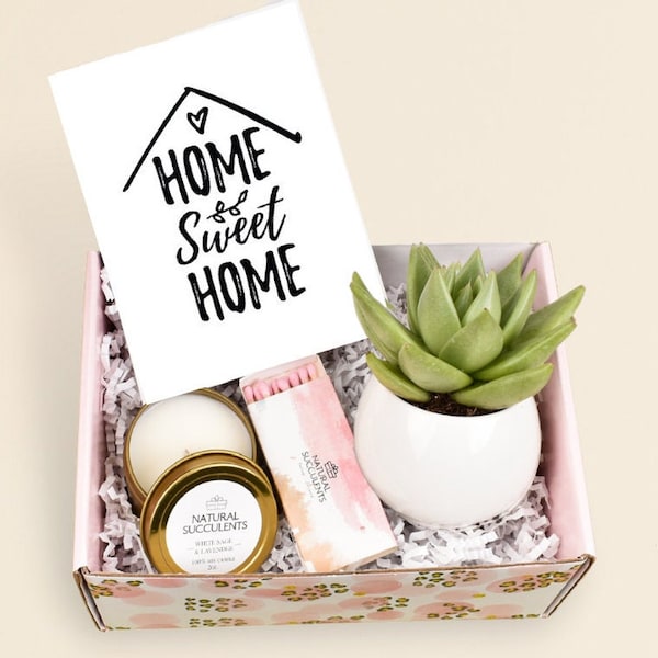 Home Sweet Home, House Warming Gifts, New Home Gift Ideas,  Succulent Gift Box, New Home Housewarming Gift,  Housewarming Gift Box (XFF1)