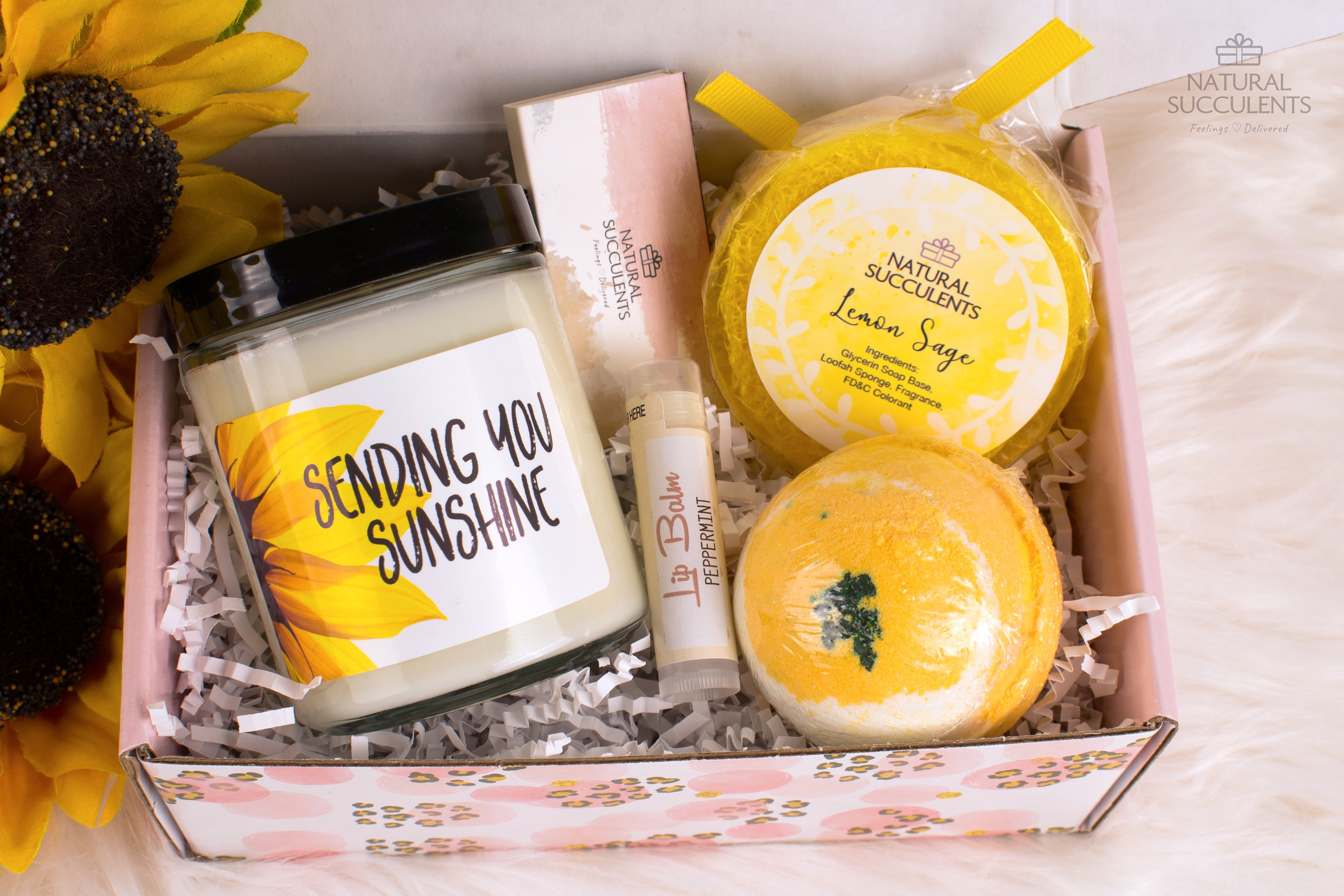 Sunflower Gifts for Women,Sending Sunshine Get Well Soon Basket Self Care  Package Thinking of You Inspirational Gifts Relaxation Spa Birthday Box