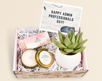 Gift for Admin Day - Administrative Professional Appreciation Succulent Gift Box - Corporate Gift Ideas - Secretary Appreciation Gift (XFO5)