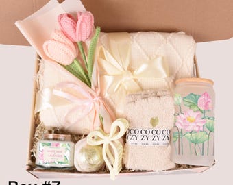 Set de regalo para mamá, cesta de autocuidado para mujeres, abrazo en una caja, regalo de ánimo, caja de regalo Hygee, caja para pensar en ti, paquete de cuidado acogedor